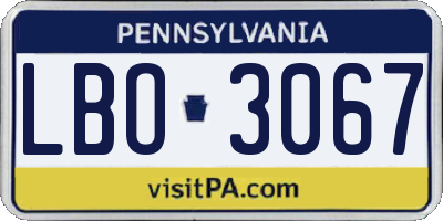 PA license plate LBO3067
