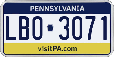 PA license plate LBO3071