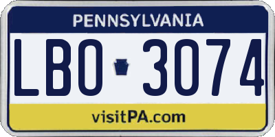 PA license plate LBO3074