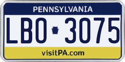PA license plate LBO3075