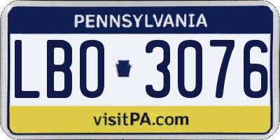 PA license plate LBO3076