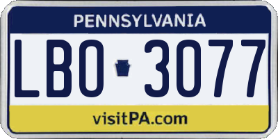 PA license plate LBO3077