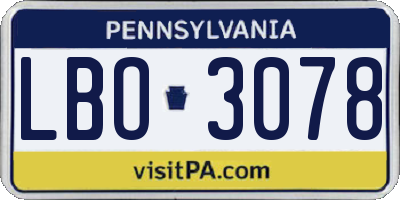 PA license plate LBO3078
