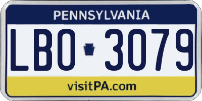 PA license plate LBO3079