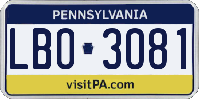 PA license plate LBO3081