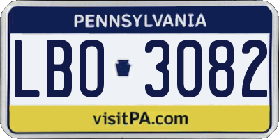 PA license plate LBO3082