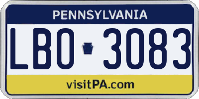 PA license plate LBO3083