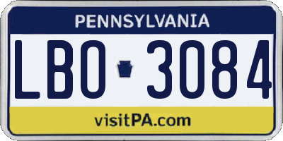 PA license plate LBO3084