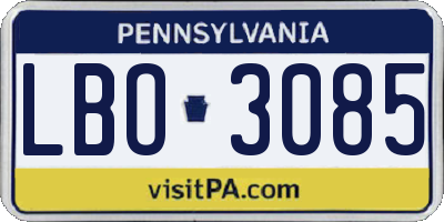 PA license plate LBO3085