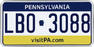 PA license plate LBO3088