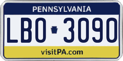 PA license plate LBO3090