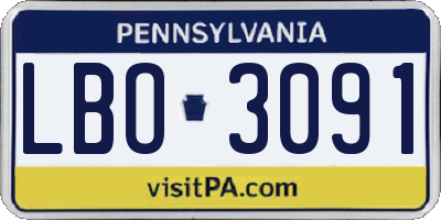 PA license plate LBO3091