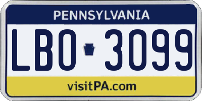 PA license plate LBO3099
