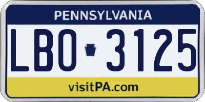 PA license plate LBO3125