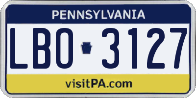 PA license plate LBO3127