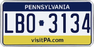PA license plate LBO3134