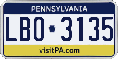 PA license plate LBO3135