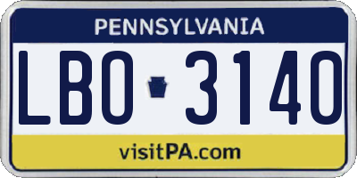 PA license plate LBO3140