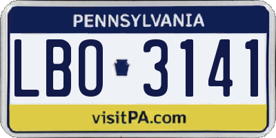 PA license plate LBO3141