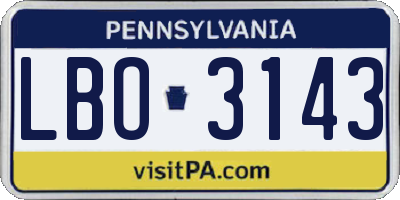 PA license plate LBO3143