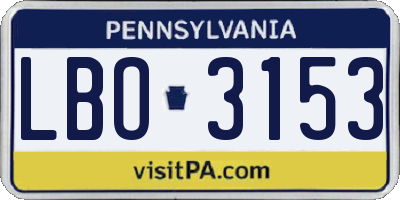 PA license plate LBO3153