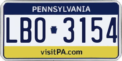 PA license plate LBO3154