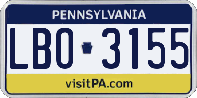PA license plate LBO3155
