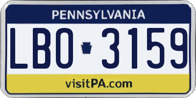 PA license plate LBO3159