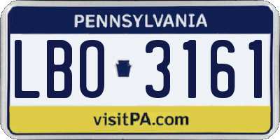 PA license plate LBO3161