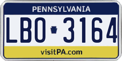 PA license plate LBO3164