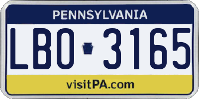 PA license plate LBO3165