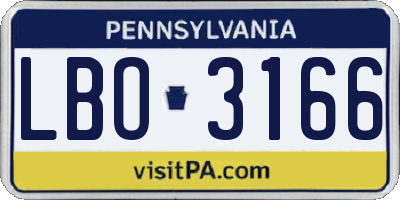 PA license plate LBO3166