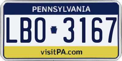 PA license plate LBO3167