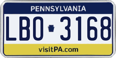 PA license plate LBO3168