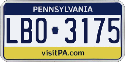 PA license plate LBO3175