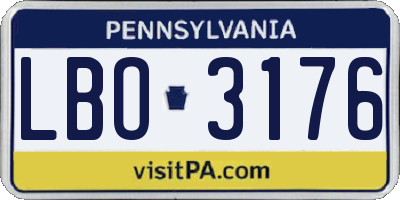 PA license plate LBO3176