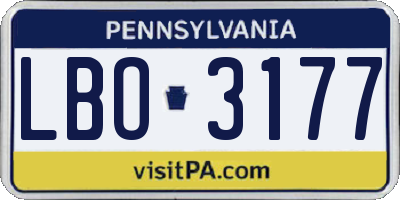 PA license plate LBO3177