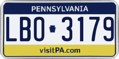 PA license plate LBO3179