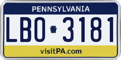 PA license plate LBO3181