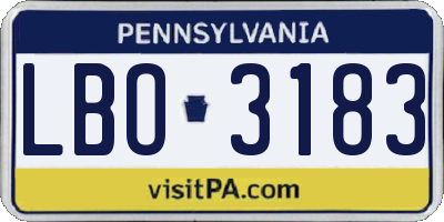 PA license plate LBO3183