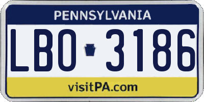 PA license plate LBO3186