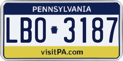 PA license plate LBO3187