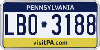PA license plate LBO3188