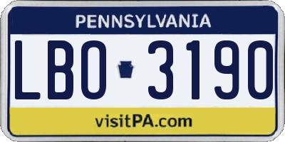 PA license plate LBO3190