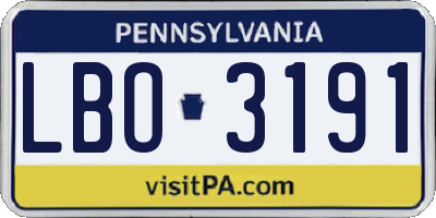 PA license plate LBO3191
