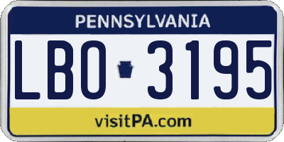 PA license plate LBO3195