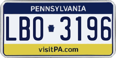PA license plate LBO3196