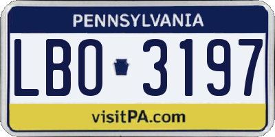 PA license plate LBO3197