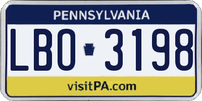 PA license plate LBO3198