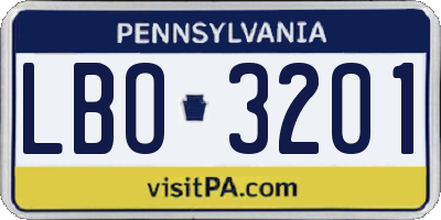 PA license plate LBO3201